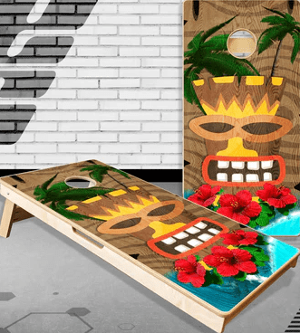 Hawaiian-Beach-Tiki-Man-Cornhole-Boards-–-Elite-Choice-Graphics